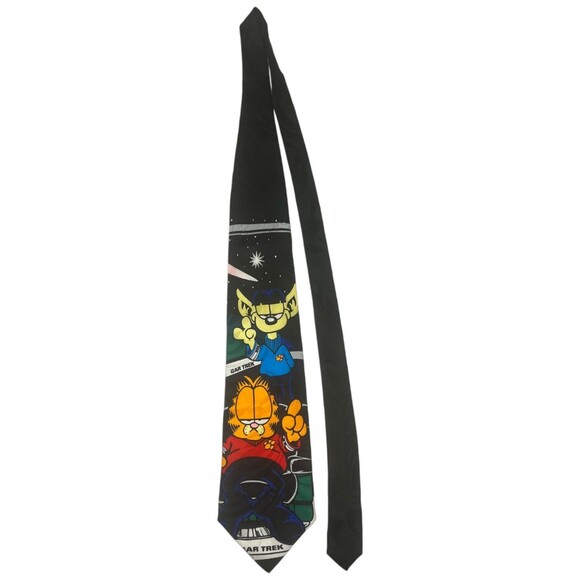 Garfield Star Trek Necktie Odie Novelty Cartoon Tie Vtg 1980s 1990s Crossover - Picture 1 of 11